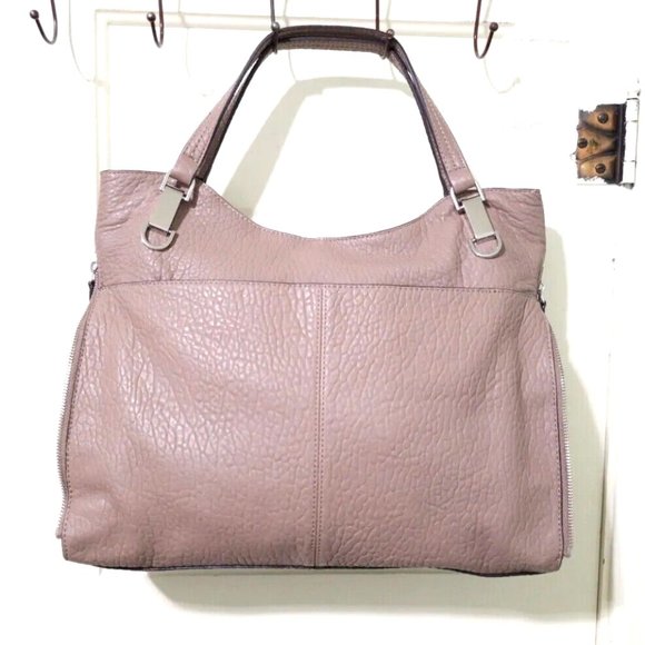 NEW Vince Camuto CASHMERE Taupe 100% Leather XL Satchel Shoulder Bag Expandable - Picture 3 of 13